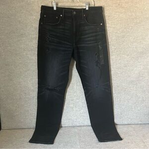 American Eagle Men's Black Airflex Distressed Jeans Athletic Fit Size 34 x 34